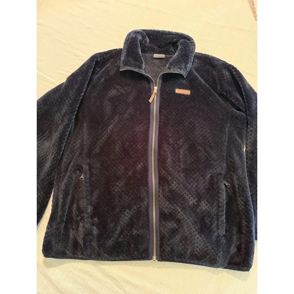 Columbia Fire Side II‎ Sherpa Full Zip Fleece Jacket Navy Blue Womens 2X Plus